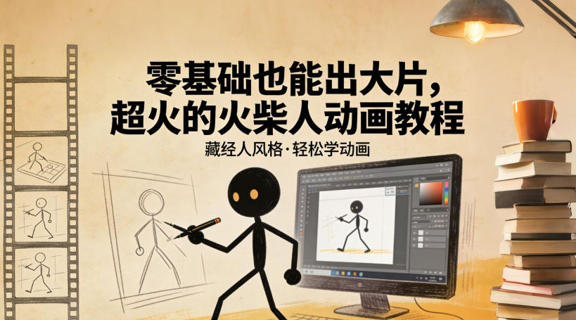 零基础也能出大片,超火的火柴人动画教程(藏经人风格)-智云网创 - 网创副业项目资源站