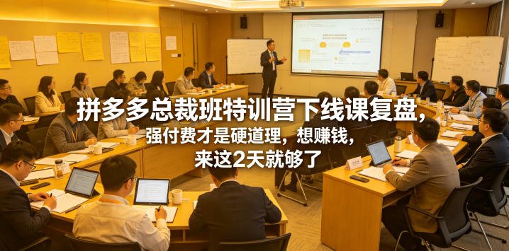 拼多多总裁班特训营下线课复盘,强付费才是硬道理,想賺钱,来这2天就够了-智云网创 - 网创副业项目资源站