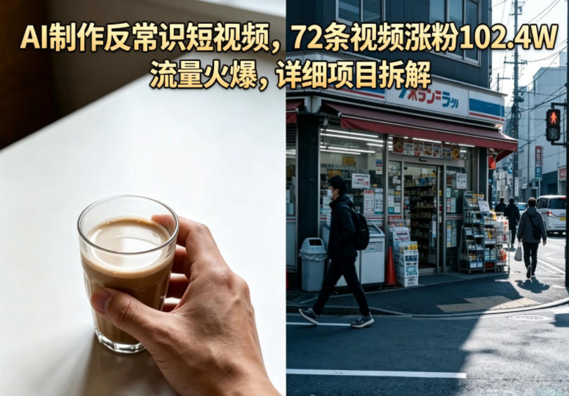 AI制作反常识短视频，72条视频涨粉102.4W，流量火爆，详细项目拆解-智云网创 - 网创副业项目资源站