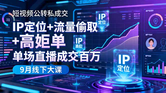 短视频公转私成交9月线下大课,IP定位+流量偷取+高客单,单场直播成交百万-智云网创 - 网创副业项目资源站