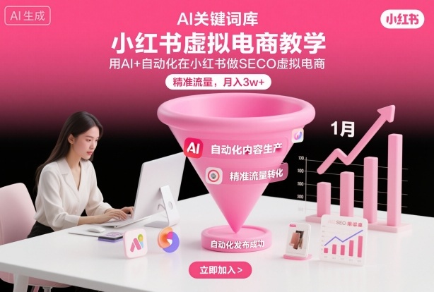 小红书虚拟电商项目，用AI+自动化在小红书做SEO虚拟电商，精准流量，月入3w+-智云网创 - 网创副业项目资源站