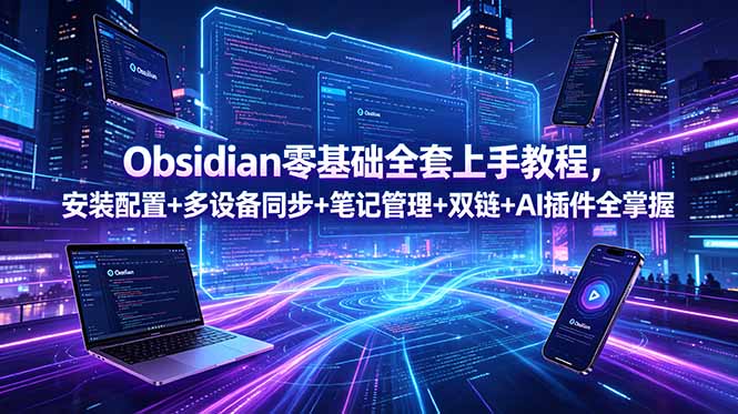 Obsidian零基础全套上手教程,安装配置+多设备同步+笔记管理+双链+AI插件全掌握-智云网创 - 网创副业项目资源站
