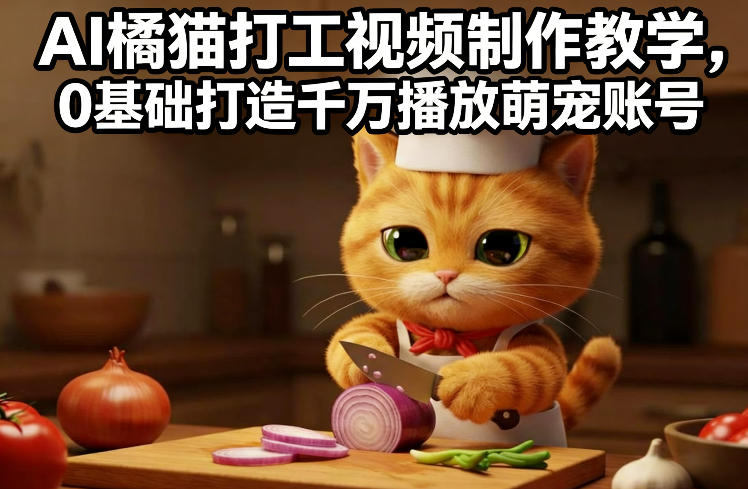 AI橘猫打工视频制作教学，流量狂飙，0基础打造千万播放萌宠账号-智云网创 - 网创副业项目资源站