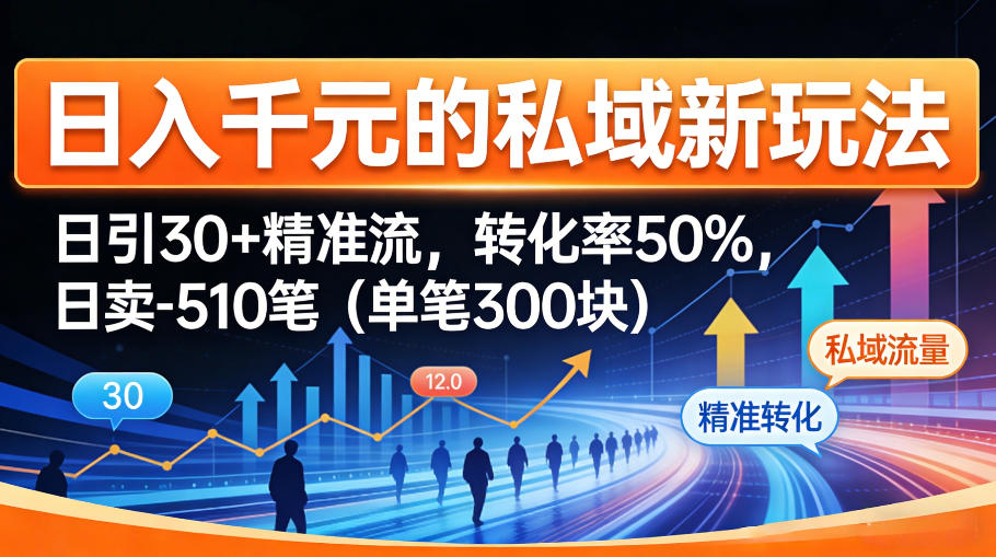 日入千米的私域新玩法:日引30+精准流,转化率50%,日卖5-10笔(单笔300米)-智云网创 - 网创副业项目资源站