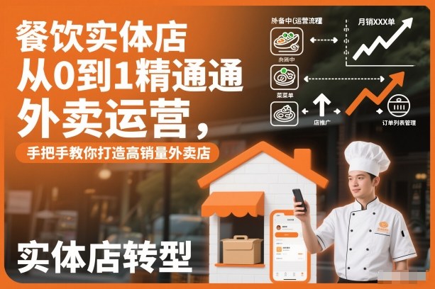 餐饮实体店从0到1精通外卖运营，手把手教你打造高销量外卖店-智云网创 - 网创副业项目资源站