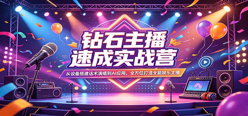 钻石主播速成实战营:从设备搭建话术演唱到AI应用,全方位打造全能娱乐主播-智云网创 - 网创副业项目资源站
