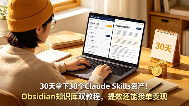 (18886期)30天拿下30个Claude Skills资产!Obsidian知识库双教程,提效还能接单变现-智云网创 - 网创副业项目资源站