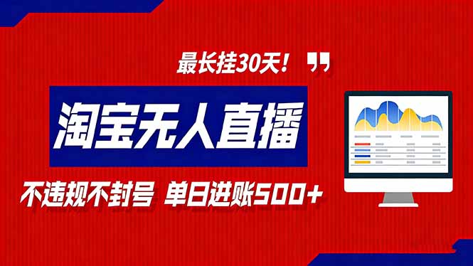 2026淘宝无人直播带货,不违规不封号,每日收益500+,最长挂30 天!-智云网创 - 网创副业项目资源站