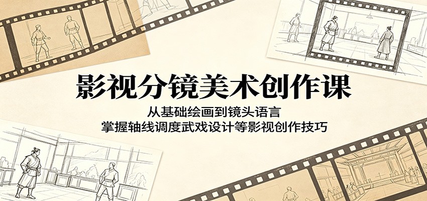 影视分镜美术创作课:从基础绘画到镜头语言,掌握轴线调度武戏设计等影视创作技巧-智云网创 - 网创副业项目资源站