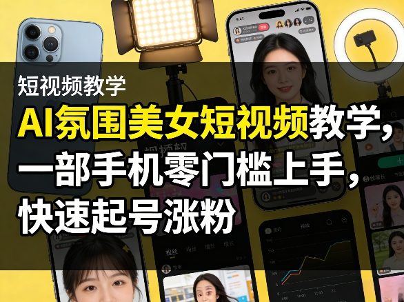 AI氛围美女短视频教学，一部手机零门槛上手，快速起号涨粉-智云网创 - 网创副业项目资源站