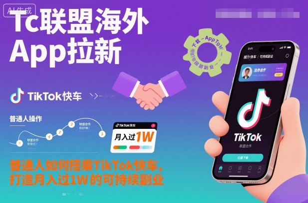 Tc联盟海外App拉新：普通人如何搭乘TikTok快车，打造月入过1W的可持续副业-智云网创 - 网创副业项目资源站