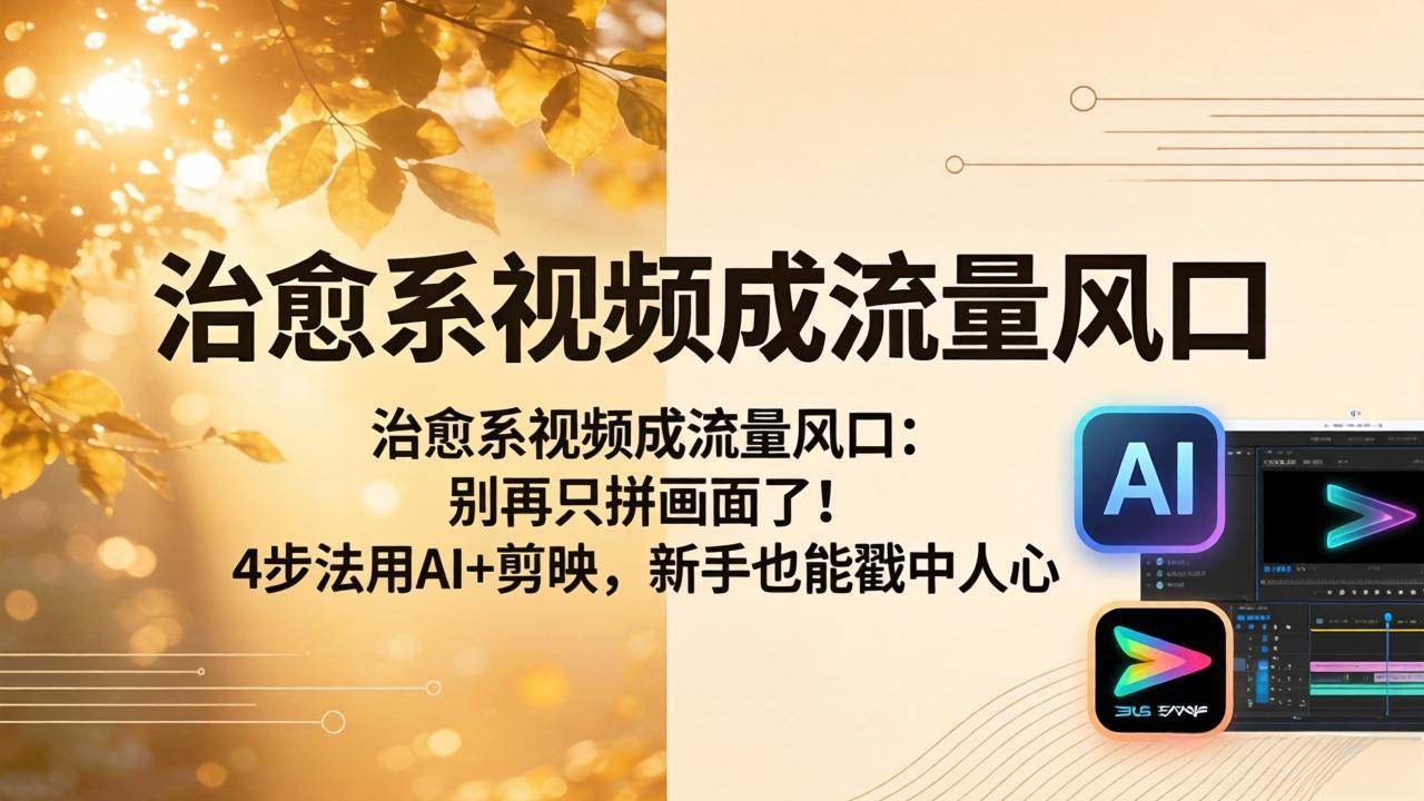 （18219期）治愈系视频成流量风口：别再只拼画面了！4步法用AI+剪映，新手也能戳中人心-智云网创 - 网创副业项目资源站
