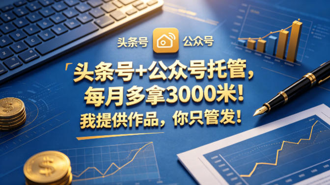 头条号+公众号托管，每月多拿3000米！我提供作品，你只管发！【揭秘】-智云网创 - 网创副业项目资源站