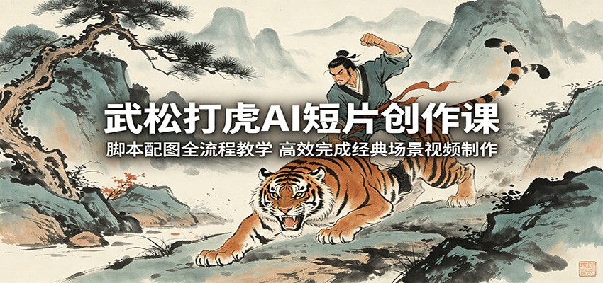 武松打虎AI短片创作课：脚本配图全流程教学，高效完成经典场景视频制作-智云网创 - 网创副业项目资源站