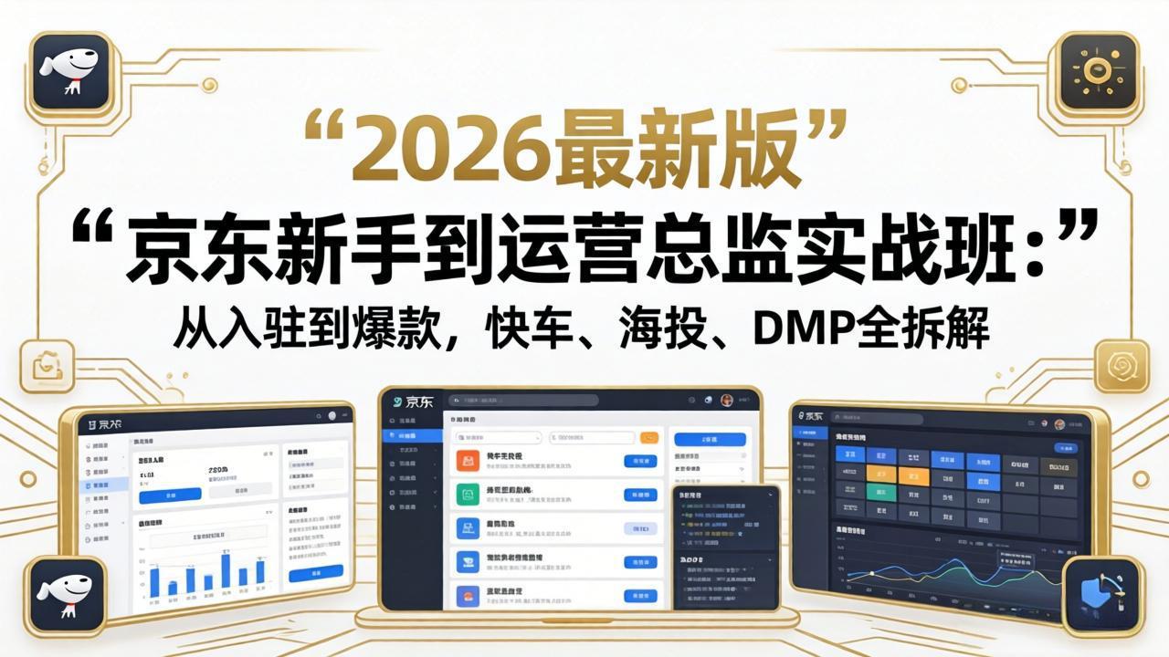 京东新手到运营总监实战班：从入驻到爆款，快车、海投、DMP全拆解，2026最新版-智云网创 - 网创副业项目资源站