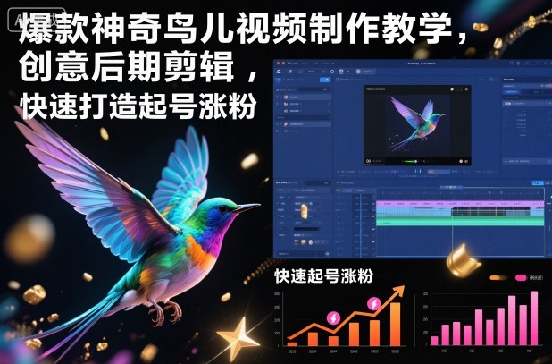 爆款神奇鸟儿视频制作教学，创意后期剪辑，快速打造起号涨粉-智云网创 - 网创副业项目资源站