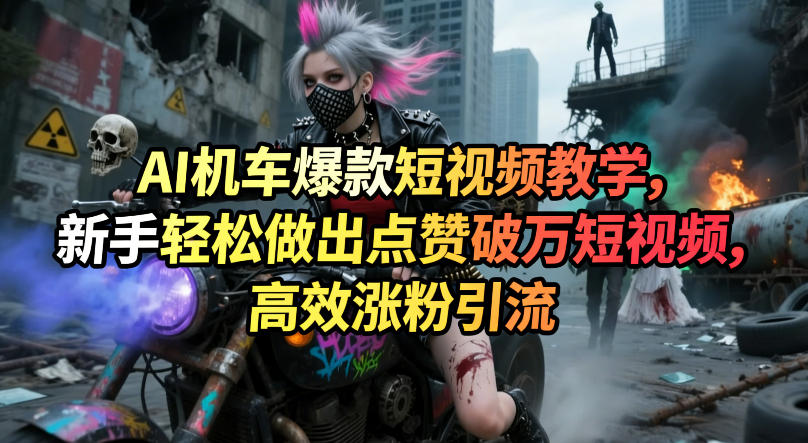 AI机车爆款短视频教学，新手轻松做出点赞破万短视频，高效涨粉引流-智云网创 - 网创副业项目资源站