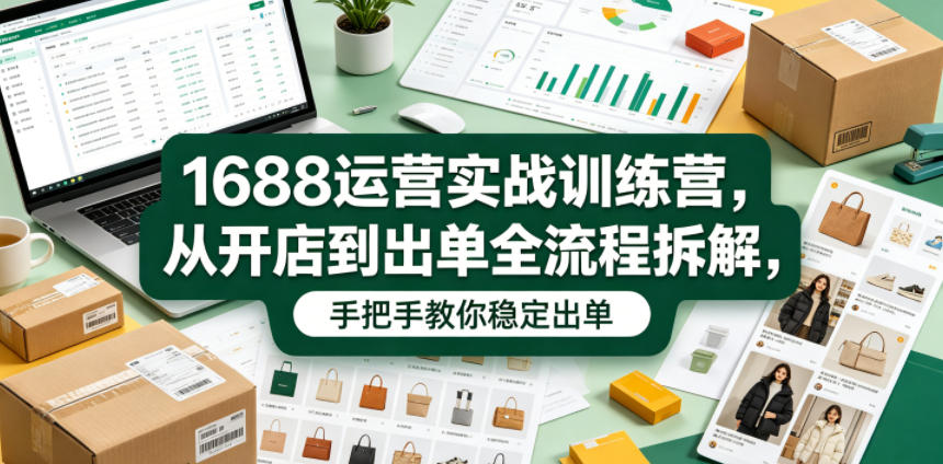 1688运营实战训练营，从开店到出单全流程拆解，手把手教你稳定出单（更新0620）-智云网创 - 网创副业项目资源站