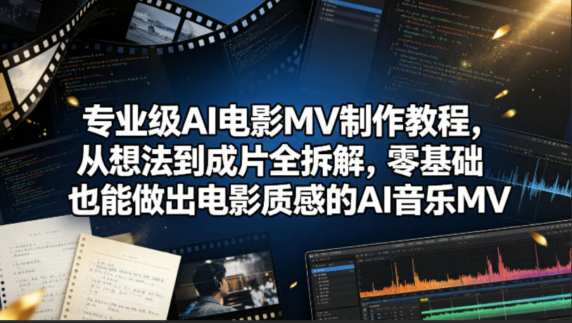 专业级AI电影MV制作教程,从想法到成片全拆解,零基础也能做出电影质感的AI音乐MV-智云网创 - 网创副业项目资源站