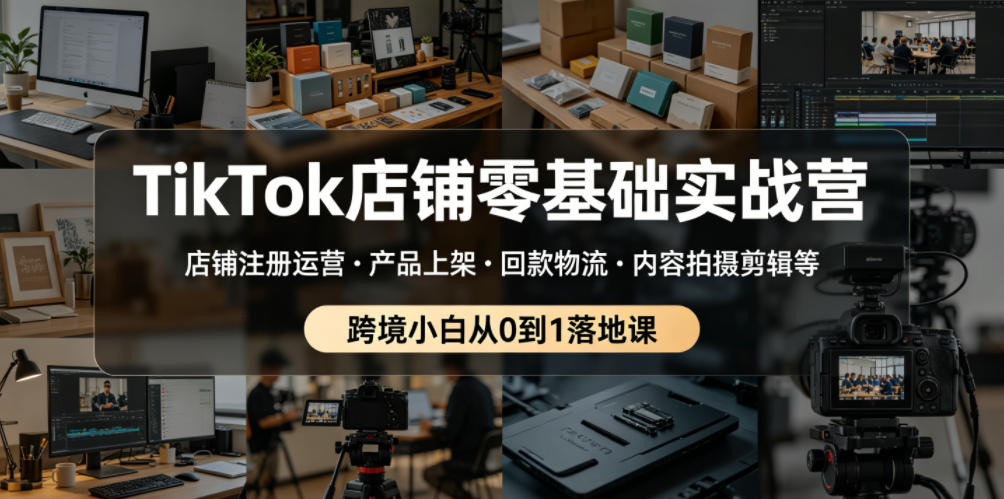 TikTok店铺零基础实战营,店铺注册运营・产品上架・回款物流・内容拍摄剪辑等 ,跨境小白从0到1落地课-智云网创 - 网创副业项目资源站
