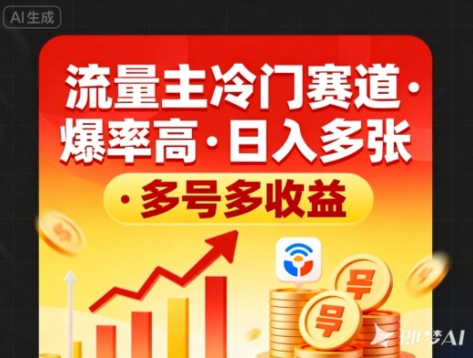 流量主冷门赛道，爆率高，日入多张，多号多收益-智云网创 - 网创副业项目资源站