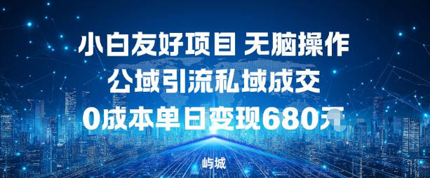 小白友好项目,无脑操作,公域引流私域成交,0成本单日变现680米-智云网创 - 网创副业项目资源站