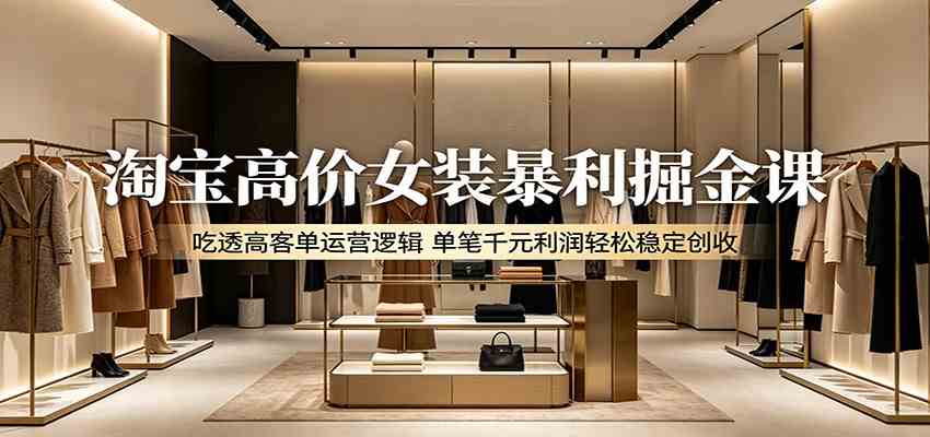 淘宝高价女装暴利掘金课:吃透高客单运营逻辑,单笔千元利润轻松稳定创收-智云网创 - 网创副业项目资源站