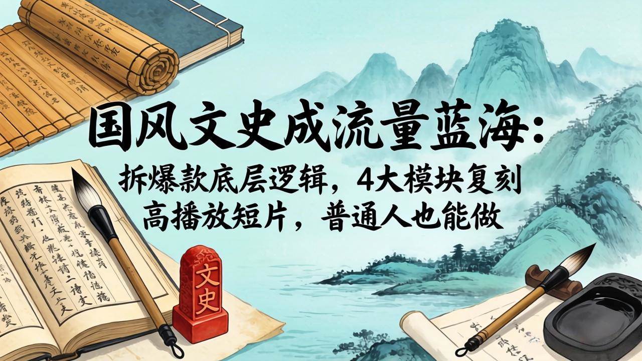 (18227期)国风文史成流量蓝海:拆爆款底层逻辑,4大模块复刻高播放短片,普通人也能做-智云网创 - 网创副业项目资源站