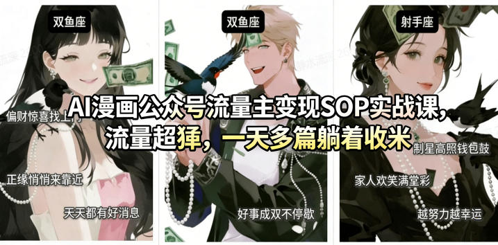 AI漫画公众号流量主变现SOP实战课，流量超猛，制作简单，一天多篇躺着收米-智云网创 - 网创副业项目资源站