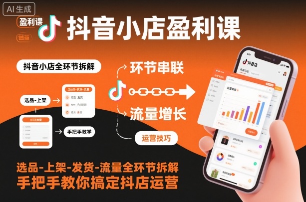 抖音小店盈利课-选品-上架-发货-流量全环节拆解，手把手教你搞定抖店运营-智云网创 - 网创副业项目资源站