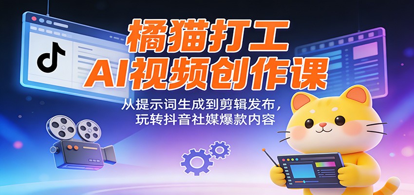 橘猫打工AI视频创作课:从提示词生成到剪辑发布,玩转抖音社媒爆款内容-智云网创 - 网创副业项目资源站