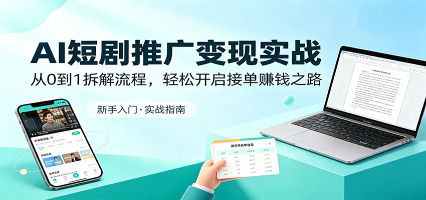 AI短剧推广变现实战：从0到1拆解流程，轻松开启接单赚钱之路-智云网创 - 网创副业项目资源站