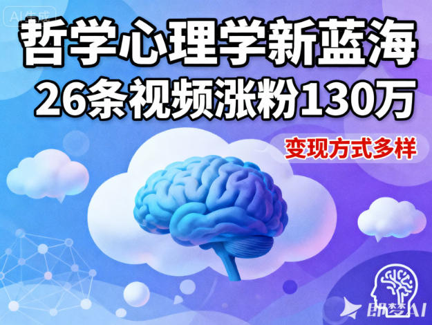 短视频新蓝海，哲学心理学赛道，26条视频涨粉130W，变现方式多样-智云网创 - 网创副业项目资源站