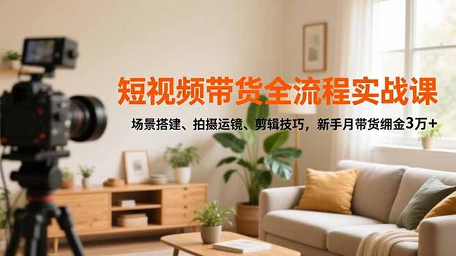 短视频带货全流程实战课,场景搭建、拍摄运镜、剪辑技巧,新手月带货佣金3万+-智云网创 - 网创副业项目资源站