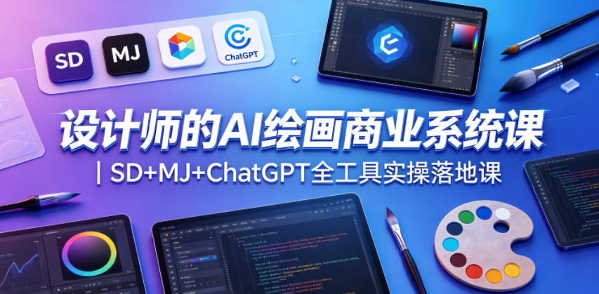 设计师的AI绘画商业系统课｜SD+MJ+ChatGPT全工具实操落地课-智云网创 - 网创副业项目资源站