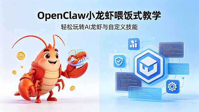 不用懂技术!OpenClaw小龙虾喂饭式教学,轻松玩转AI龙虾与自定义技能-智云网创 - 网创副业项目资源站