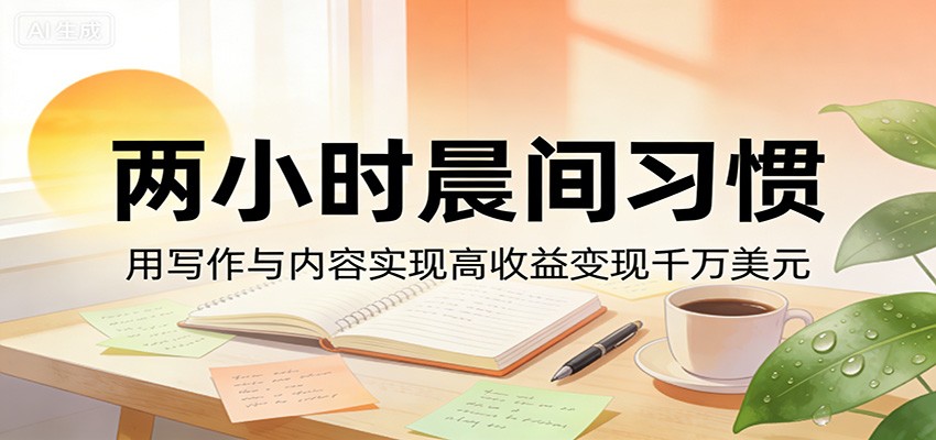 付费文章：两小时晨间习惯，用写作与内容实现高收益变现千万美元-智云网创 - 网创副业项目资源站
