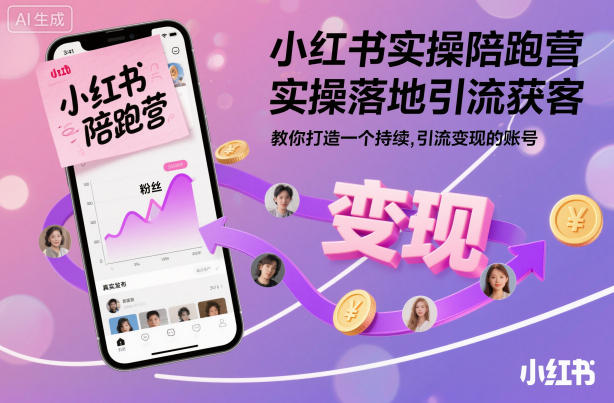 小红书实操陪跑营，实操落地引流获客，教你打造一个持续引流变现的账号-智云网创 - 网创副业项目资源站