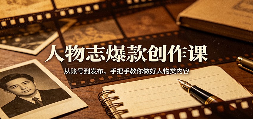 人物志爆款创作课:从账号到发布,手把手教你做好人物类内容-智云网创 - 网创副业项目资源站