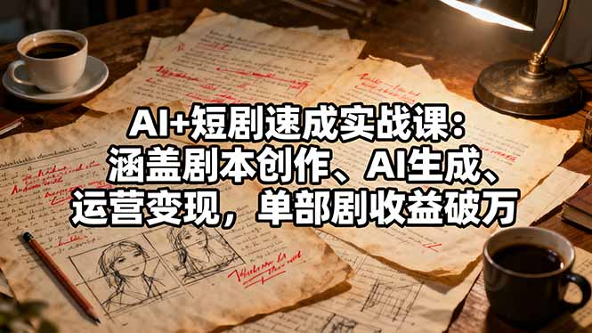 AI+短剧速成实战课:涵盖剧本创作、AI生成、运营变现,单部剧收益破万-智云网创 - 网创副业项目资源站