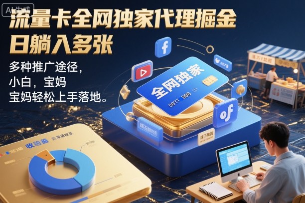 流量卡全网独家代理掘金，日躺入多张，多种推广途径，小白，宝妈轻松上手落地-智云网创 - 网创副业项目资源站