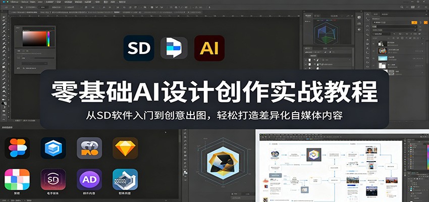 零基础AI设计创作实战教程：从SD软件入门到创意出图，轻松打造差异化自媒体内容-智云网创 - 网创副业项目资源站
