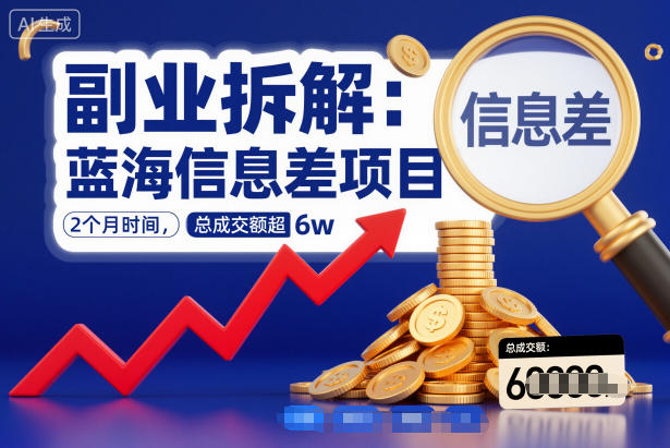 副业拆解:蓝海信息差项目,2个月时间,总成交额超6w