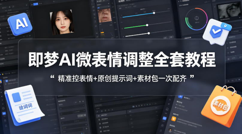 即梦AI微表情调整全套教程,精准控表情+原创提示词+素材包一次配齐-智云网创 - 网创副业项目资源站
