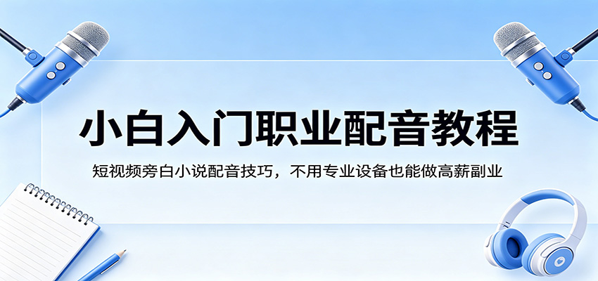 小白入门职业配音教程,短视频旁白小说配音技巧,不用专业设备也能做高薪副业-智云网创 - 网创副业项目资源站