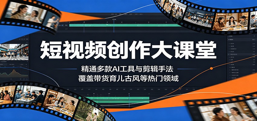 短视频创作大课堂:精通多款AI工具与剪辑手法,覆盖带货、育儿、古风等热门领域-智云网创 - 网创副业项目资源站