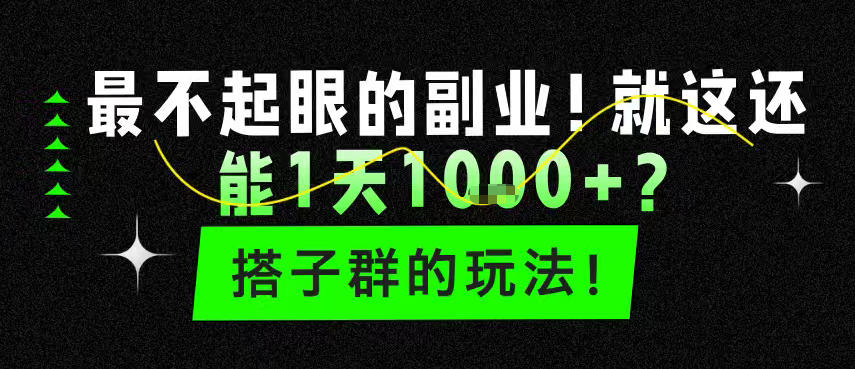 最不起眼的副业！就这还能1天1k+？搭子群的玩法！-智云网创 - 网创副业项目资源站