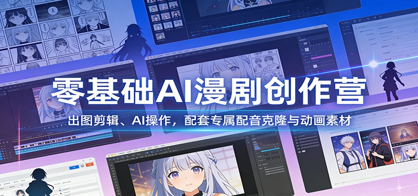 零基础AI漫剧创作营：出图剪辑、AI操作，配套专属配音克隆与动画素材-智云网创 - 网创副业项目资源站