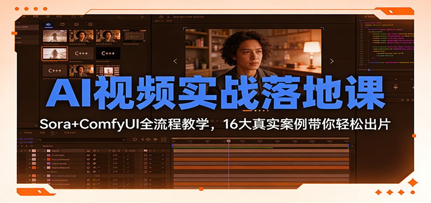 AI视频实战落地课:Sora+ComfyUI全流程教学,16大真实案例带你轻松出片-智云网创 - 网创副业项目资源站