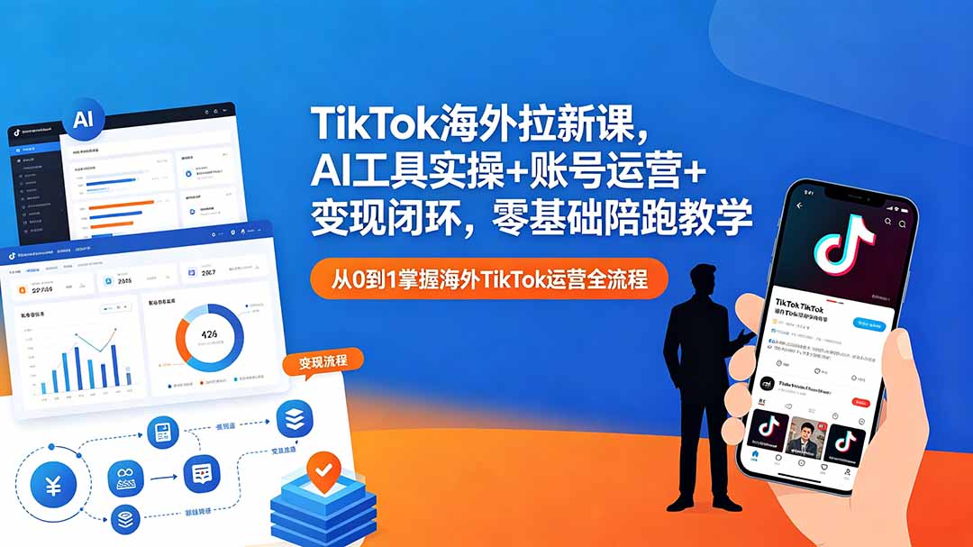 TikTok海外拉新课，AI工具实操+账号运营+变现闭环，零基础陪跑教学-智云网创 - 网创副业项目资源站